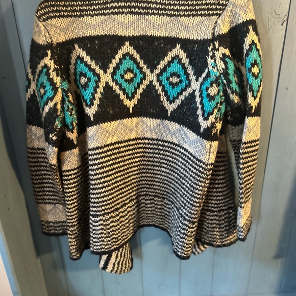 Pink Republic Black & Tan Southwestern Style Open Cardigan Sweater, Size Large - Picture 3 of 6